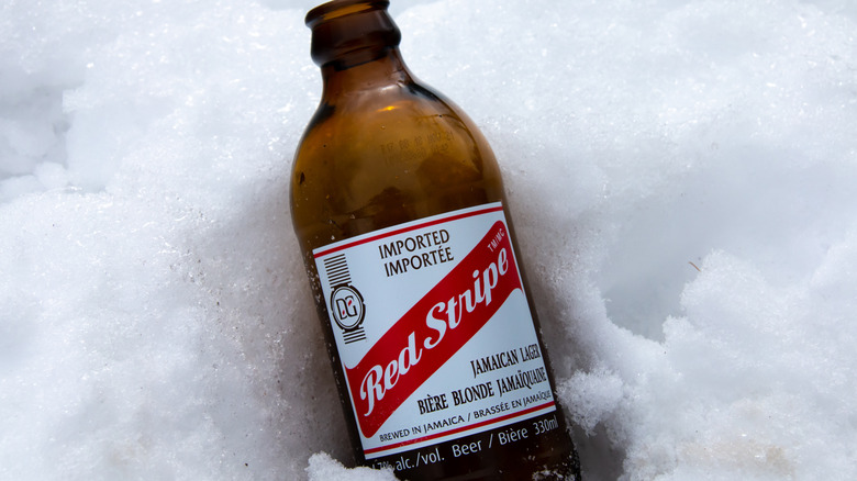 A bottle of Red Stripe