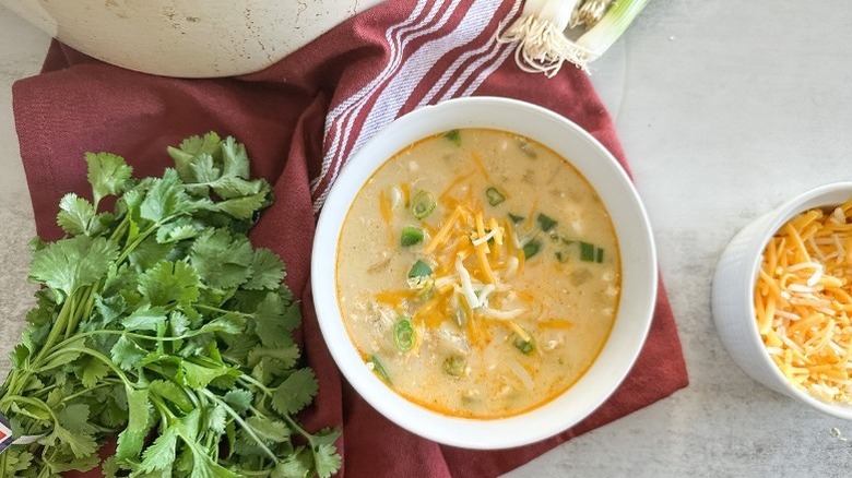 White bowl of Easy White Chicken Chili