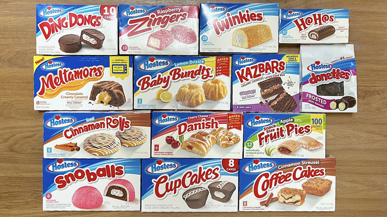 Hostess brand snack boxes are displayed.